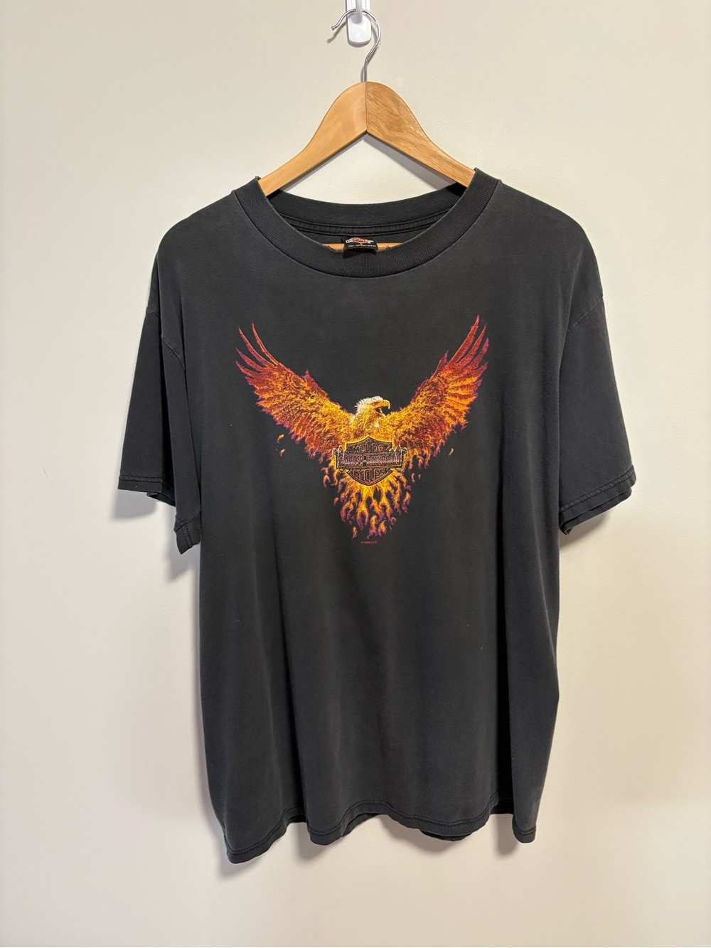 Vintage 1998 Chatham Flaming Eagle Harley Davidson T-Shirt Size L